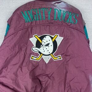 VTG 90s NHL Nutmeg By Campri Anaheim Mighty Ducks Pullover Jacket Sz XL FLAWS